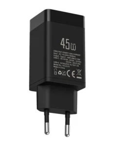 TUNIQ PD 45W GaN-Heimladegerät - Dual-Port mit USB-C zu USB-C-Kabel - Schwarz – Bild 2