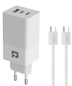 TUNIQ PD 65W - Heimladegerät mit USB-C zu USB-C Kabel - Weiß