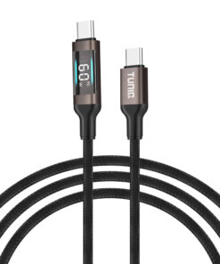 TUNIQ 60W USB-C zu USB-C Kabel 100cm - Schnellladekabel - With Display - Schwarz