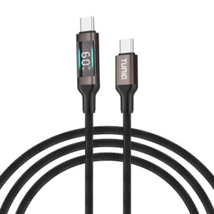TUNIQ 60W USB-C zu USB-C Kabel 100cm - Schnellladekabel - With Display - Schwarz
