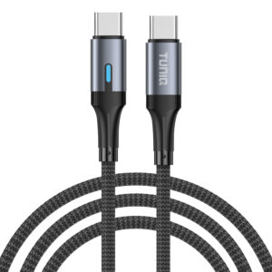 TUNIQ 60W USB-C zu USB-C - Schnellladekabel Kabel 100cm - Schwarz