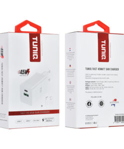 TUNIQ PD 45W GaN-Heimladegerät - Dual-Port mit USB-C auf iPhone-Kabel - Weiß – Bild 4