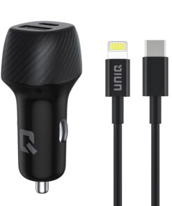 UNIQ Accessory 2,4 A und 36 Watt Dual-Port-Schnellladegerät fürs Auto – mit USB-Lightning-Kabel