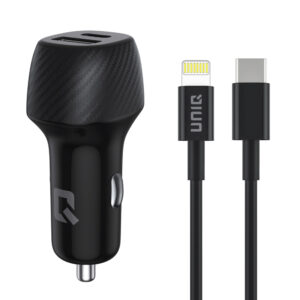 UNIQ Accessory 2,4 A und 36 Watt Dual-Port-Schnellladegerät fürs Auto – mit USB-Lightning-Kabel