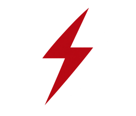 Minimalist roter Blitz auf Weiss