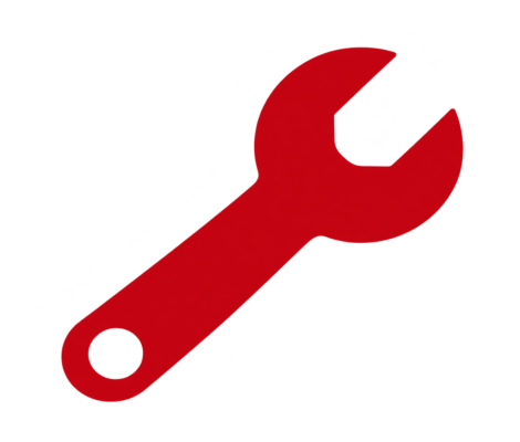 Roter Schraubenschluessel auf Schwarz